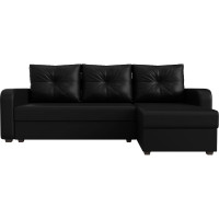 Угловой диван Лига диванов Ливерпуль Лайт угол правый полностью экокожа черная 117743