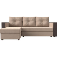 Угловой диван Лига диванов Валенсия Лайт угол левый полностью велюр бежевый 117744L