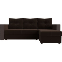 Угловой диван Лига диванов Валенсия Лайт угол правый полностью микровельвет коричневый 117757