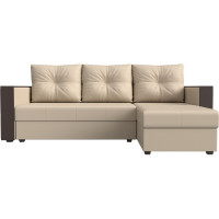 Угловой диван Лига диванов Валенсия Лайт угол правый полностью экокожа бежевая 117766