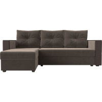 Угловой диван Лига диванов Валенсия Лайт угол левый полностью велюр коричневый 117748L