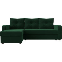 Угловой диван Лига диванов Ливерпуль Лайт угол левый полностью велюр зеленый 117721L