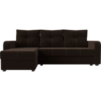 Угловой диван Лига диванов Ливерпуль Лайт угол левый полностью микровельвет коричневый 117731L