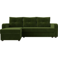 Угловой диван Лига диванов Ливерпуль Лайт угол левый полностью микровельвет зеленый 117729L