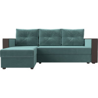 Угловой диван Лига диванов Валенсия Лайт угол левый полностью велюр бирюзовый 117745L