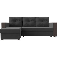 Угловой диван Лига диванов Валенсия Лайт угол левый полностью велюр серый 117749L