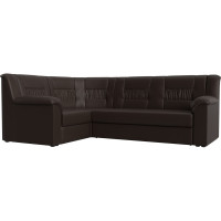 Угловой диван Лига диванов Карелия левый угол полностью экокожа коричневая 113364L