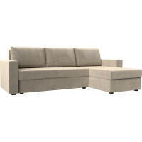 Угловой диван Лига диванов Траумберг Лайт правый полностью микровельвет бежевый 117130