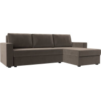 Угловой диван Лига диванов Траумберг Лайт правый полностью велюр коричневый 117148