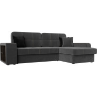 Угловой диван Лига диванов Брюссель правый полностью велюр серый 110652