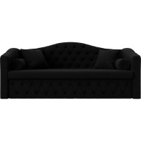 Прямой диван Лига диванов Мечта полностью микровельвет черный 112865