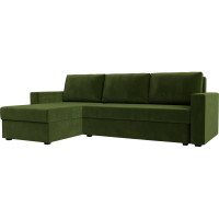 Угловой диван Лига диванов Траумберг Лайт левый полностью микровельвет зеленый 117129L