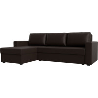 Угловой диван Лига диванов Траумберг Лайт левый полностью экокожа коричневая 117144L