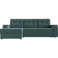 Угловой диван Лига диванов Эмир БС левый полностью Велюр бирюзовый 110446L