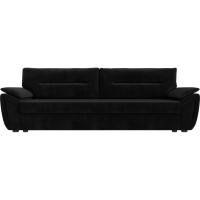 Прямой диван Лига диванов Нэстор Лайт полностью велюр черный 117590