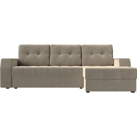 Угловой диван Лига диванов Эмир БС правый полностью микровельвет бежевый 110413