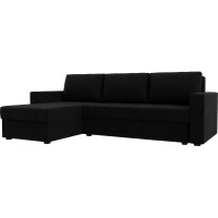 Угловой диван Лига диванов Траумберг Лайт левый полностью микровельвет черный 117134L