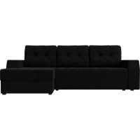Угловой диван Лига диванов Эмир БС левый полностью микровельвет черный 110435L