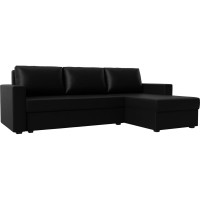 Угловой диван Лига диванов Траумберг Лайт правый полностью экокожа черная 117143