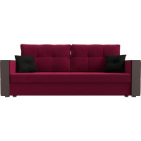Прямой диван Лига диванов Валенсия Лайт полностью микровельвет бордовый, подушки микровельвет БОР/черн 117219
