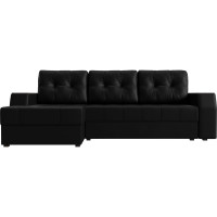 Угловой диван Лига диванов Эмир БС левый полностью экокожа черная 28404L