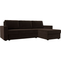 Угловой диван Лига диванов Траумберг Лайт правый полностью микровельвет коричневый 117133