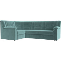 Угловой диван Лига диванов Карелия левый угол полностью Велюр бирюзовый 113341L