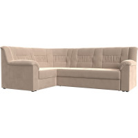 Угловой диван Лига диванов Карелия левый угол полностью велюр бежевый 113340L