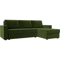 Угловой диван Лига диванов Траумберг Лайт правый полностью микровельвет зеленый 117129