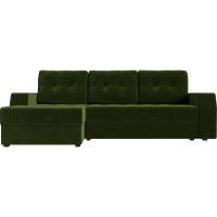 Угловой диван Лига диванов Эмир БС левый полностью микровельвет зеленый 110422L