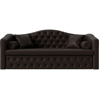 Прямой диван Лига диванов Мечта полностью экокожа коричневая 112873