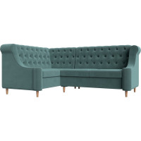 Угловой диван Лига диванов Бронкс угол левый полностью Велюр бирюзовый 110362L