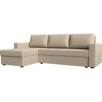 Угловой диван Лига диванов Траумберг Лайт левый полностью экокожа бежевая 117146L