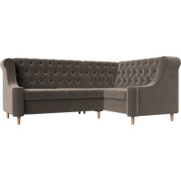 Угловой диван Лига диванов Бронкс угол правый полностью велюр коричневый 110365