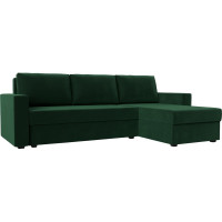 Угловой диван Лига диванов Траумберг Лайт правый полностью велюр зеленый 117150