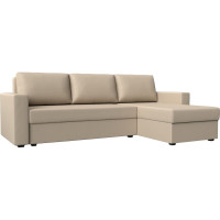 Угловой диван Лига диванов Траумберг Лайт правый полностью экокожа бежевая 117146