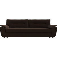 Прямой диван Лига диванов Нэстор Лайт полностью микровельвет коричневый 117596