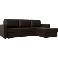 Угловой диван Лига диванов Траумберг Лайт правый полностью экокожа коричневая 117144