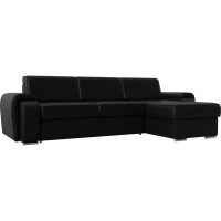 Угловой диван Лига диванов Лига-025 правый угол полностью экокожа черная 119256