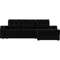 Угловой диван Лига диванов Эмир БС правый полностью микровельвет черный 110435