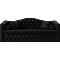 Прямой диван Лига диванов Мечта полностью экокожа черная 112874