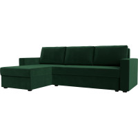 Угловой диван Лига диванов Траумберг Лайт левый полностью велюр зеленый 117150L
