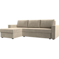 Угловой диван Лига диванов Траумберг Лайт левый полностью микровельвет бежевый 117130L