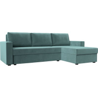 Угловой диван Лига диванов Траумберг Лайт правый полностью Велюр бирюзовый 117149