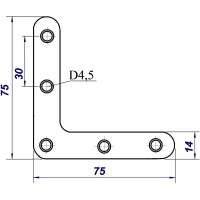Угольник Левша УГ75-1 (4шт.) цинк У1-5014.Ц