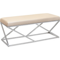 Банкетка GreenWeen ZUMA каркас нержавеющая сталь, сидение экокожа цвет Light Beige 1100x400x450 GW-ZUMA-NER-LEA-110-LB