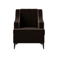Кресло Лига диванов Марк полностью микровельвет коричневый, кант микровельвет бежевый 111878