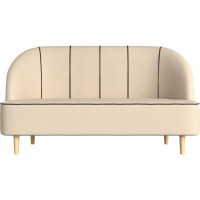 Кушетка Лига диванов Фелини полностью экокожа бежевая, кант экокожа коричневая 109873