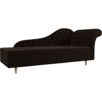 Кушетка Лига диванов Камерон правый полностью микровельвет коричневый 110103
