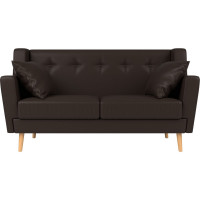 Прямой диван Лига диванов Брайтон 2 полностью экокожа коричневая 108935